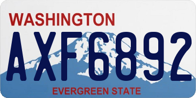WA license plate AXF6892