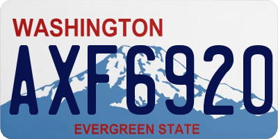 WA license plate AXF6920