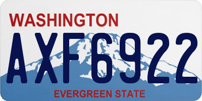 WA license plate AXF6922