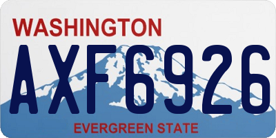 WA license plate AXF6926