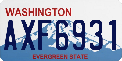 WA license plate AXF6931