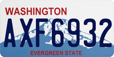 WA license plate AXF6932
