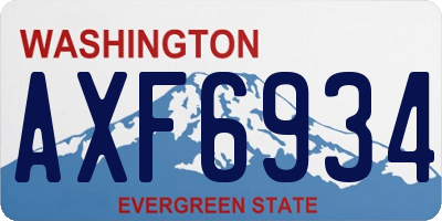 WA license plate AXF6934