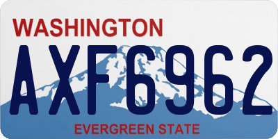 WA license plate AXF6962