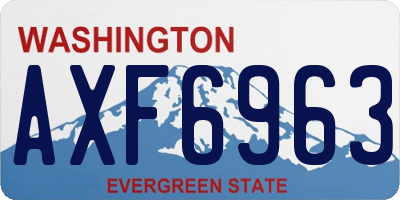 WA license plate AXF6963