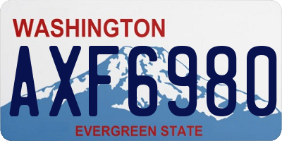 WA license plate AXF6980
