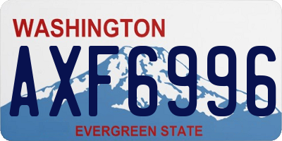 WA license plate AXF6996