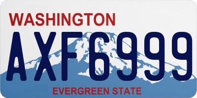 WA license plate AXF6999