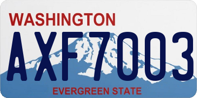 WA license plate AXF7003