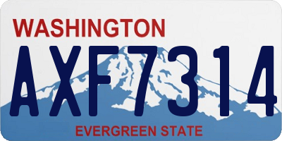 WA license plate AXF7314