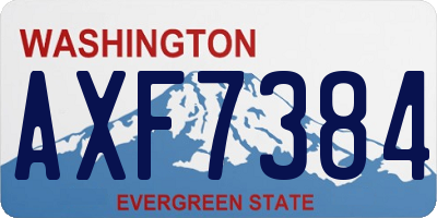 WA license plate AXF7384