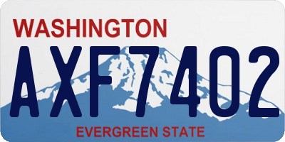 WA license plate AXF7402