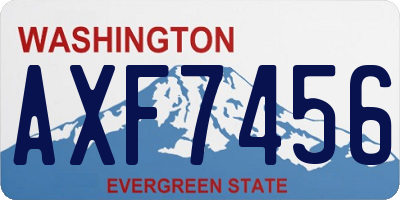WA license plate AXF7456