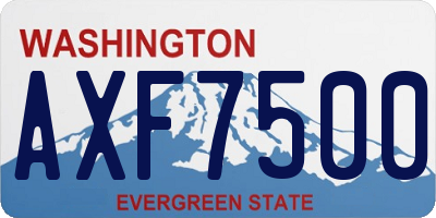 WA license plate AXF7500