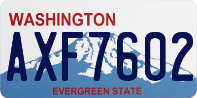 WA license plate AXF7602