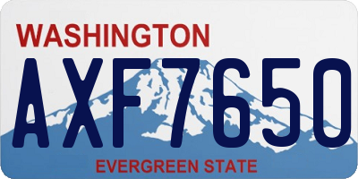 WA license plate AXF7650