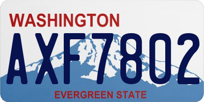 WA license plate AXF7802