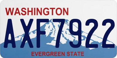 WA license plate AXF7922