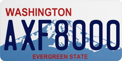 WA license plate AXF8000