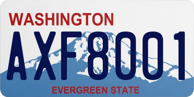 WA license plate AXF8001