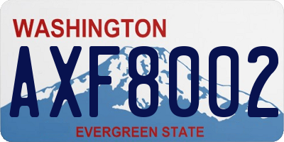 WA license plate AXF8002