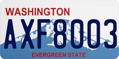 WA license plate AXF8003