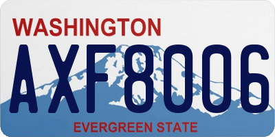 WA license plate AXF8006
