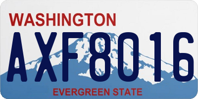 WA license plate AXF8016