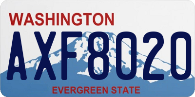 WA license plate AXF8020