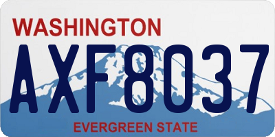 WA license plate AXF8037