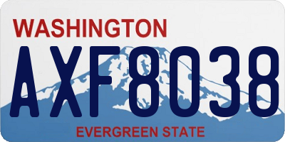 WA license plate AXF8038