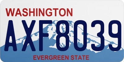 WA license plate AXF8039