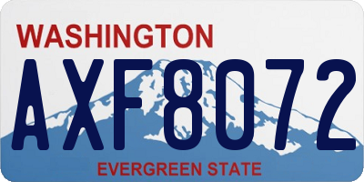 WA license plate AXF8072