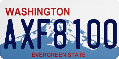 WA license plate AXF8100