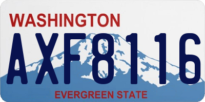 WA license plate AXF8116