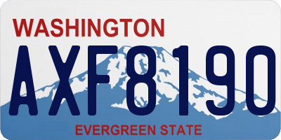 WA license plate AXF8190