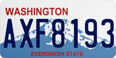 WA license plate AXF8193