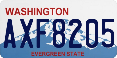WA license plate AXF8205