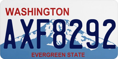 WA license plate AXF8292