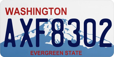 WA license plate AXF8302