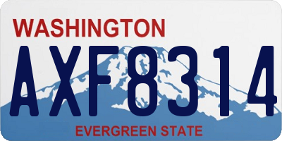 WA license plate AXF8314