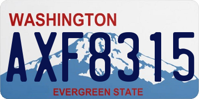WA license plate AXF8315