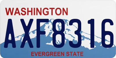 WA license plate AXF8316