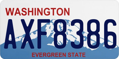 WA license plate AXF8386