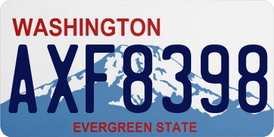 WA license plate AXF8398