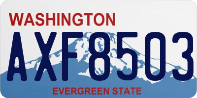 WA license plate AXF8503