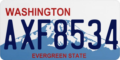 WA license plate AXF8534