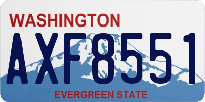 WA license plate AXF8551