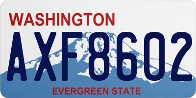 WA license plate AXF8602
