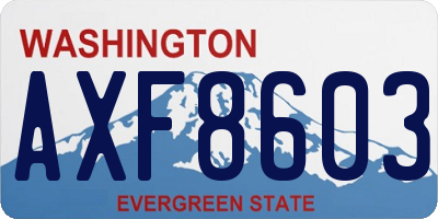 WA license plate AXF8603